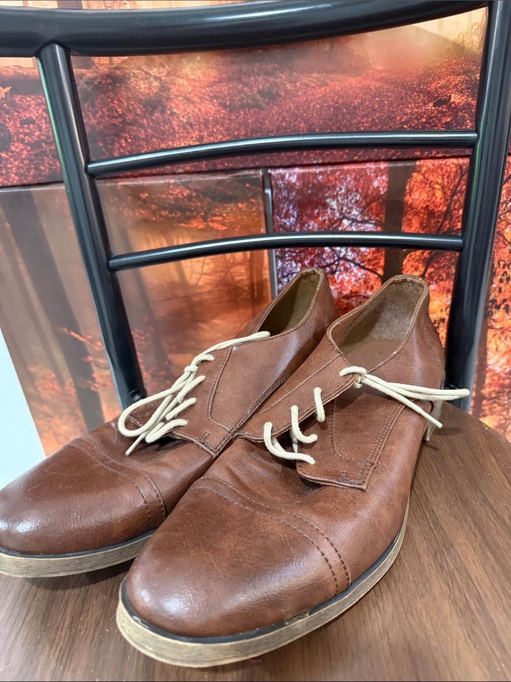H&M Brown Leather Chukka Boots with Cream Laces